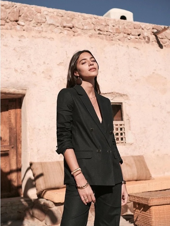 Sezane Jackets & Blazers - Sezane Christie Black Double-Breasted Women's Blazer Jacket